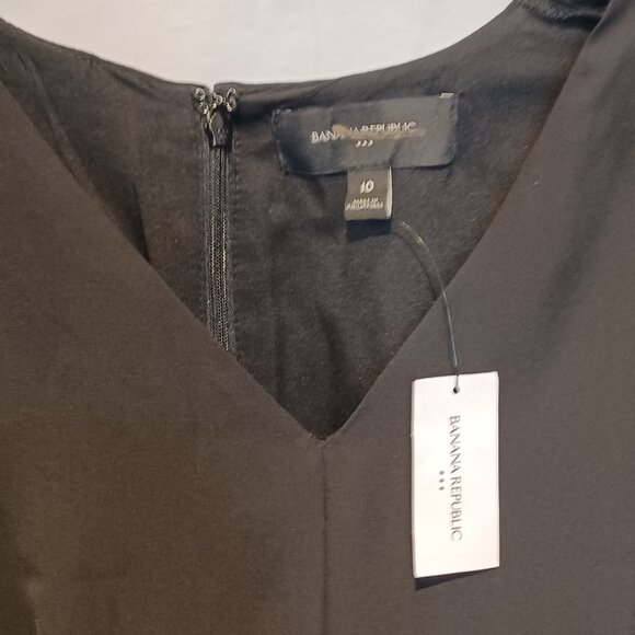 NWT sz 10 Black Banana Republic Factory Georgette Fit and Flare Mini Dress - Picture 4 of 5